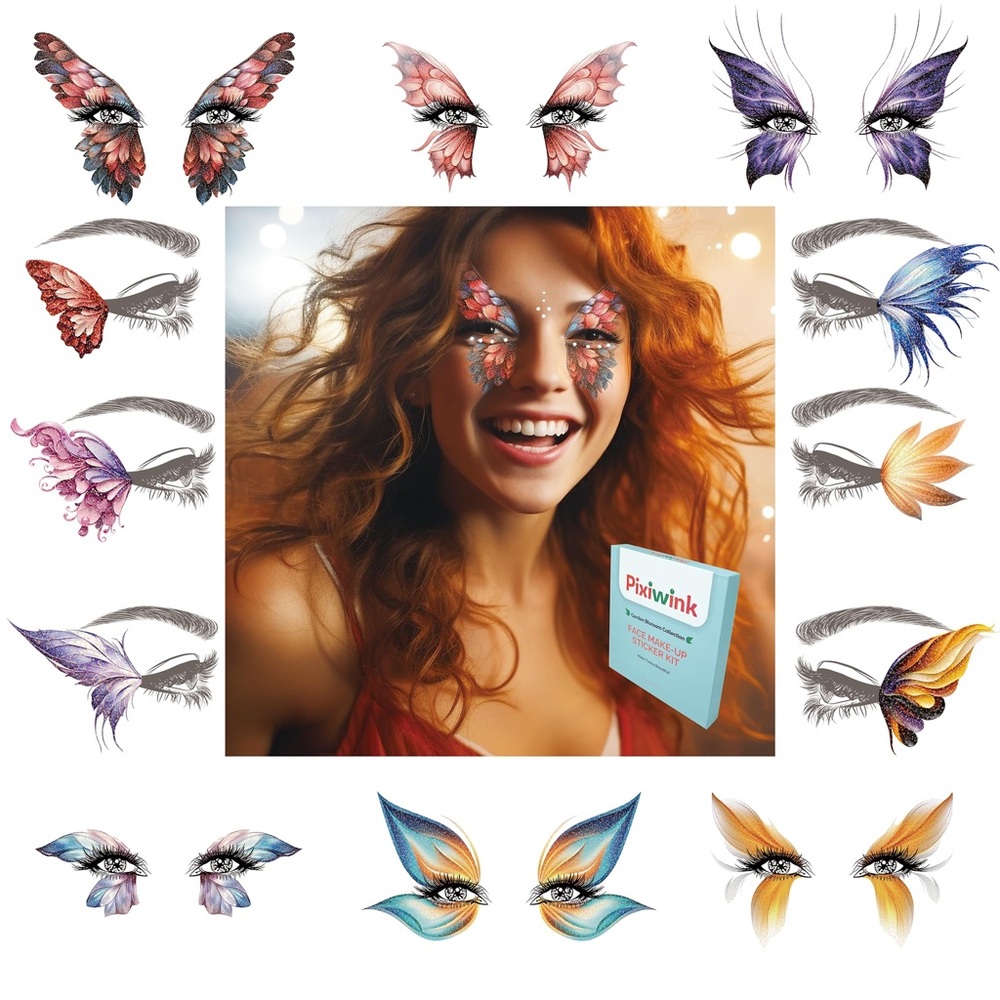 Butterfly Face Makeup Tattoo Kit Festival Glitter Face Gems